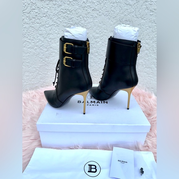 BALMAIN URIA LEATHER ANKLE BOOTS - Picture 6 of 13